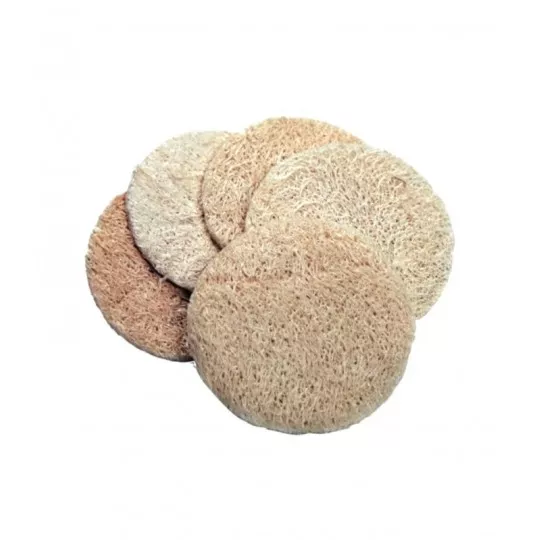 5 exfoliating loofah (luffa) exfoliating discs - face